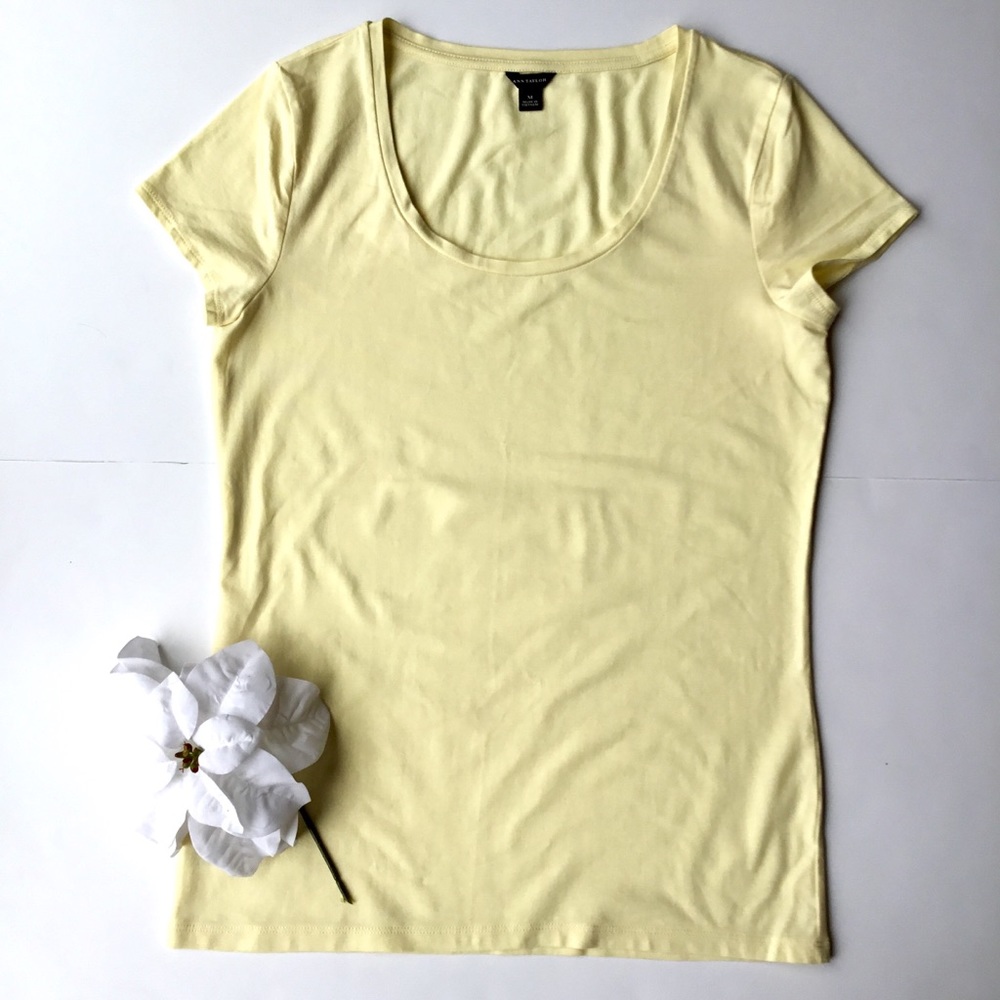 Ann Taylor Pale Yellow Cotton/Modal Tee Shirt